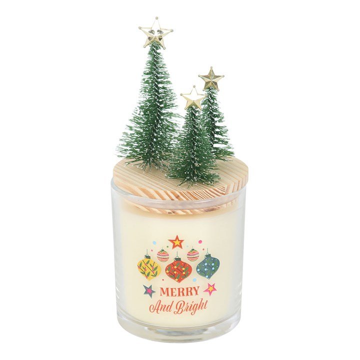 Merry and Bright Bauble Cinnamon & Spice Glass Candle with Tree | Inspired Creative Gifts | UK Supplier