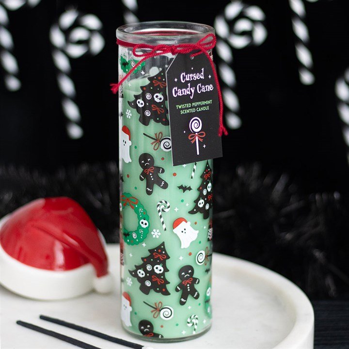Merry Creepmas Cursed Candy Cane Tube Candle | Inspired Creative Gifts | UK Supplier