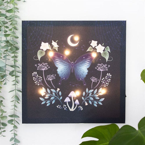 Midnight Moth Light Up Canvas Plaque | Wall Art | Inspired Creative Gifts