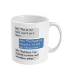 Novelty Mug – Funny 'Riding a Bike' Boss Joke"