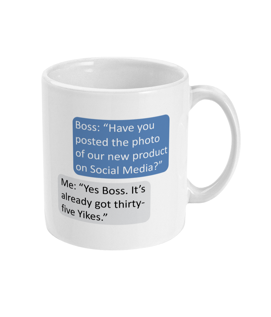 Novelty Mug – Funny 'New Product Photo' Boss Joke