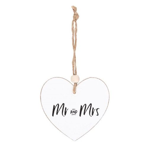 Mr and Mrs Hanging Heart Sentiment Sign | Inspired Creative Gifts | UK Supplier