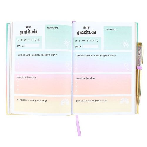 Multicoloured Gratitude Journal with Amethyst Pen | Inspired Creative Gifts | UK Supplier