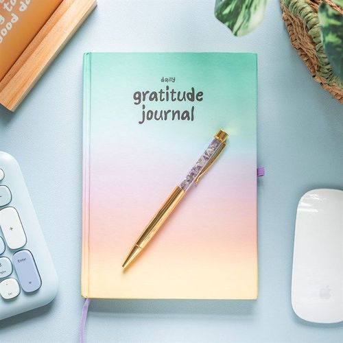 Multicoloured Gratitude Journal with Amethyst Pen | Inspired Creative Gifts | UK Supplier