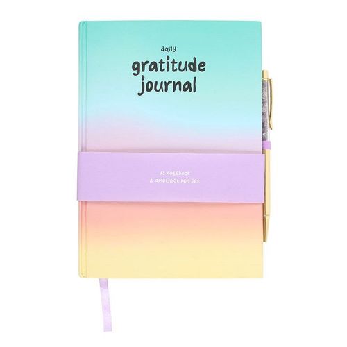 Multicoloured Gratitude Journal with Amethyst Pen | Inspired Creative Gifts | UK Supplier