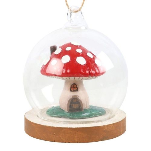 Mushroom House Glass Dome Hanging Decoration | Inspired Creative Gifts | UK Supplier