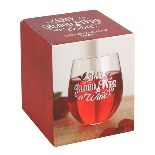 My Blood Type is Wine Stemless Wine Glass | Inspired Creative Gifts | UK Supplier