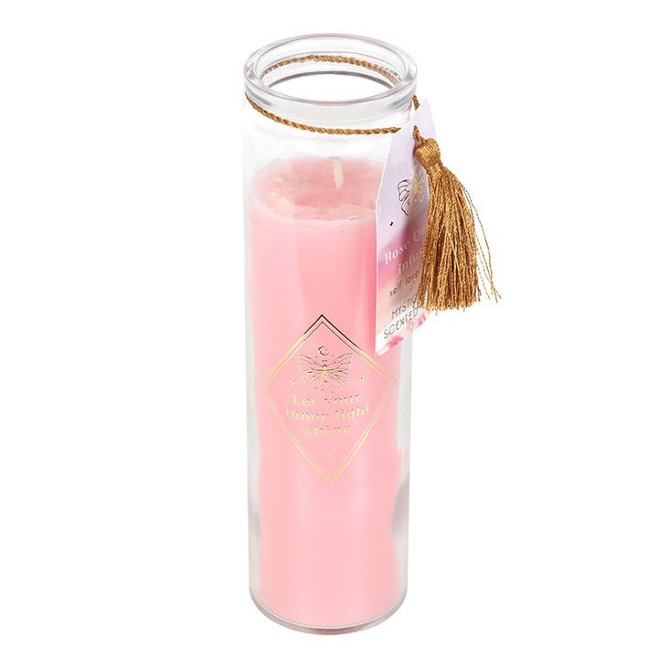 Mystic Rose Tube Candle with Rose Quartz Crystals | Inspired Creative Gifts | UK Supplier