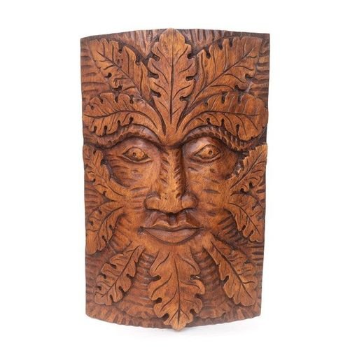 Natural Acacia Wood Green Man Decoration | Inspired Creative Gifts | UK Supplier