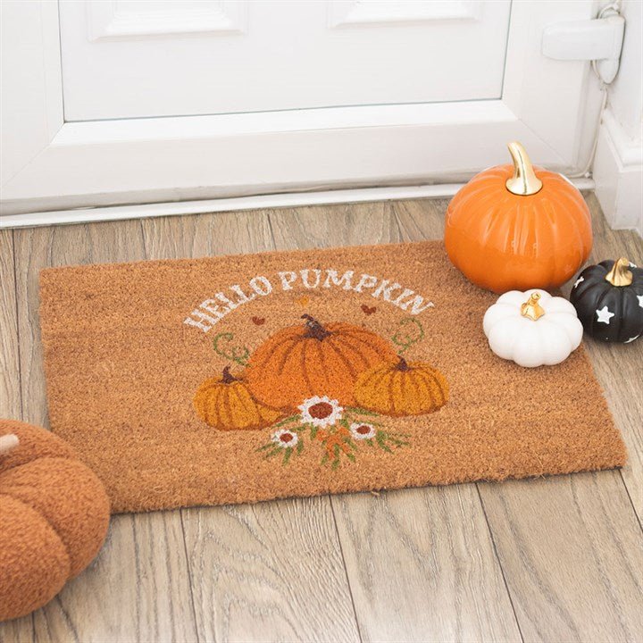 Natural Autumn Days Hello Pumpkin Doormat | Inspired Creative Gifts | UK Supplier