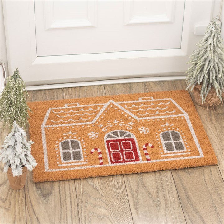 Natural Candy Cane Gingerbread House Doormat | Inspired Creative Gifts | UK Supplier