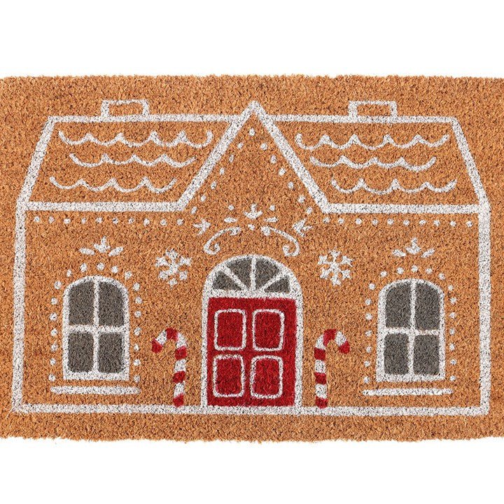 Natural Candy Cane Gingerbread House Doormat | Inspired Creative Gifts | UK Supplier