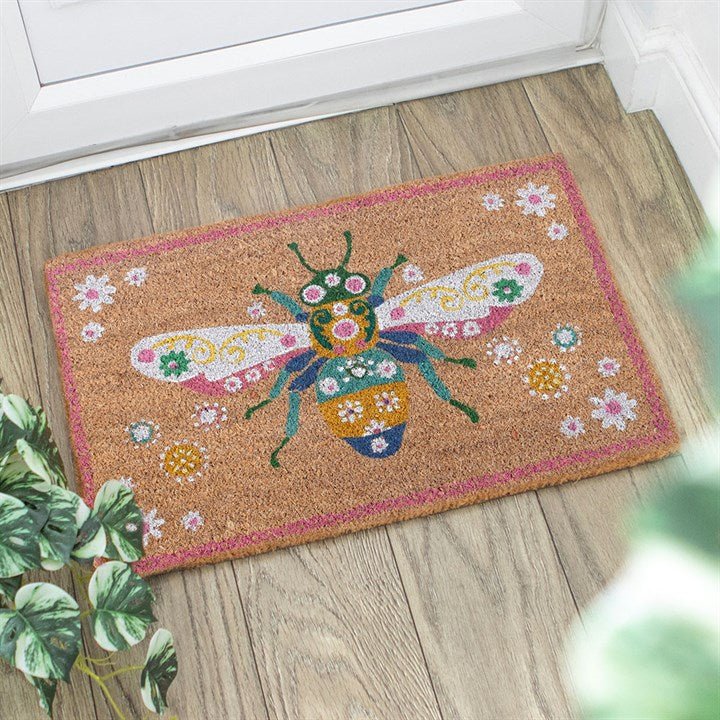 Natural Floral Bee Doormat | Inspired Creative Gifts | UK Supplier