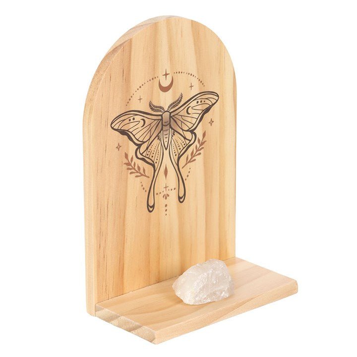 Natural Luna Moth Wooden Incense Holder Shelf | Inspired Creative Gifts | UK Supplier