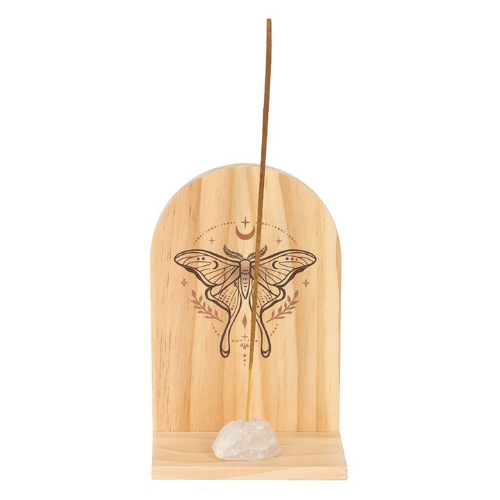 Natural Luna Moth Wooden Incense Holder Shelf | Inspired Creative Gifts | UK Supplier