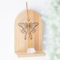 Natural Luna Moth Wooden Incense Holder Shelf | Inspired Creative Gifts | UK Supplier