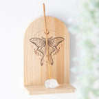 Natural Luna Moth Wooden Incense Holder Shelf | Inspired Creative Gifts | UK Supplier