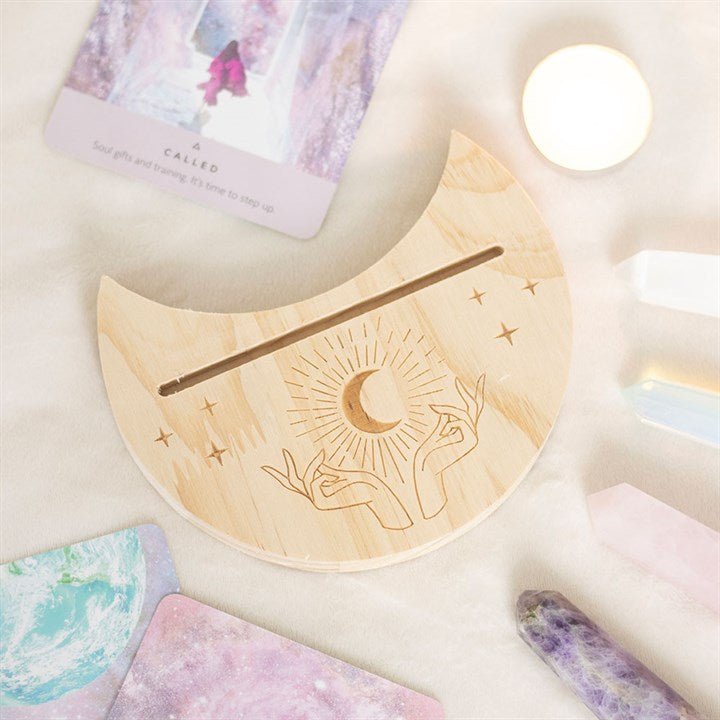 Natural Mystical Hands Crescent Moon Tarot Card Stand | Inspired Creative Gifts | UK Supplier