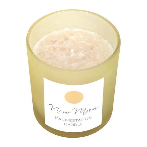 New Moon Wild Orange Manifestation Candle with Clear Quartz | Inspired Creative Gifts | UK Supplier
