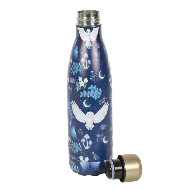 Night Flight Owl Print Metal Water Bottle | Inspired Creative Gifts | UK Supplier