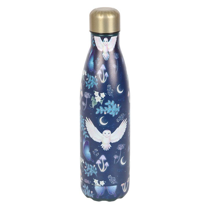 Night Flight Owl Print Metal Water Bottle | Inspired Creative Gifts | UK Supplier