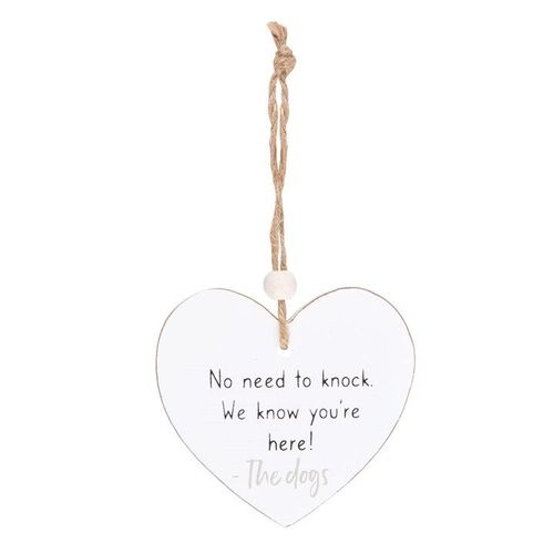 No Need To Knock Hanging Heart Sentiment Sign | Inspired Creative Gifts | UK Supplier
