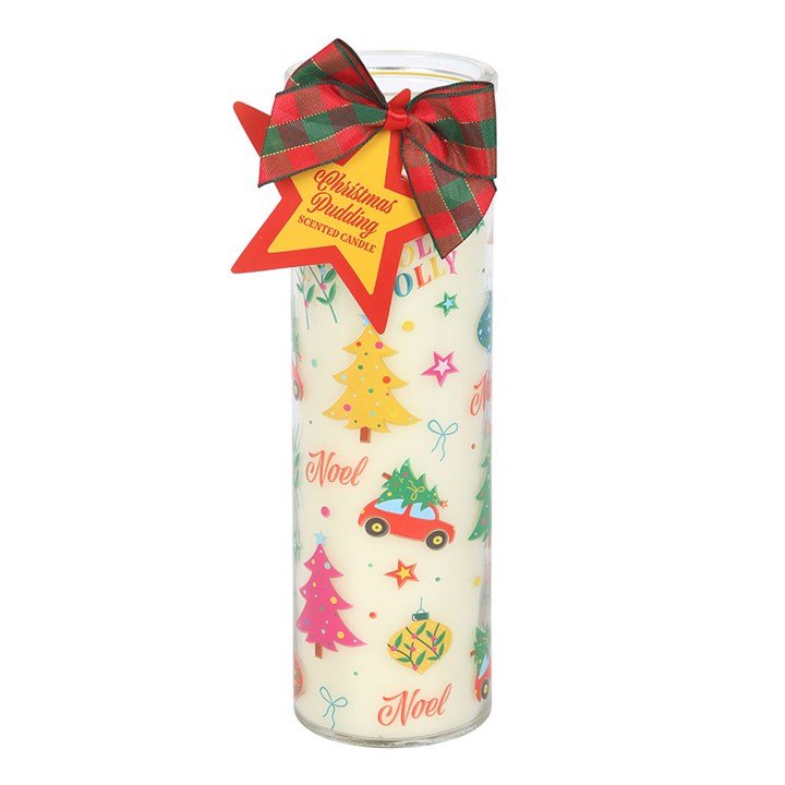 Nostalgic Christmas Print Christmas Pudding Scented Tube Candle | Inspired Creative Gifts | UK Supplier