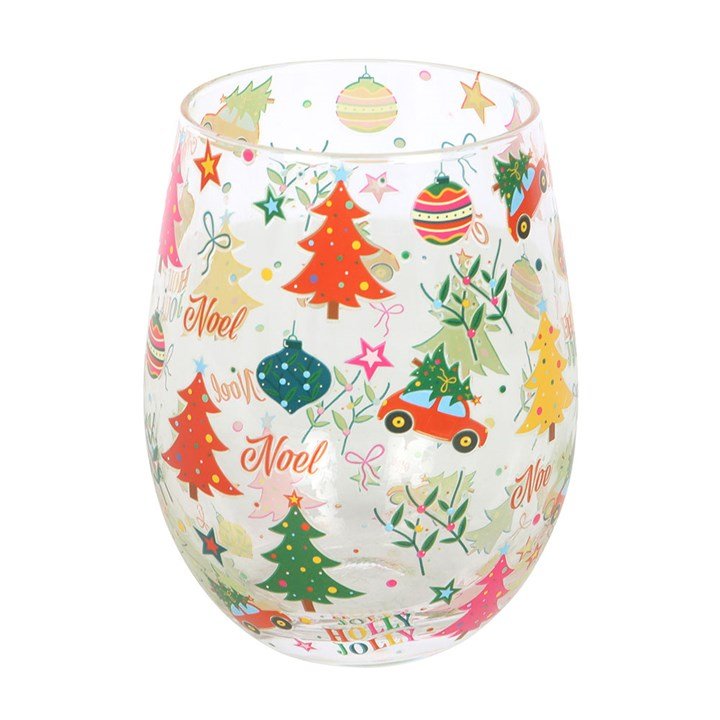 Nostalgic Christmas Print Stemless Glass | Inspired Creative Gifts | UK Supplier