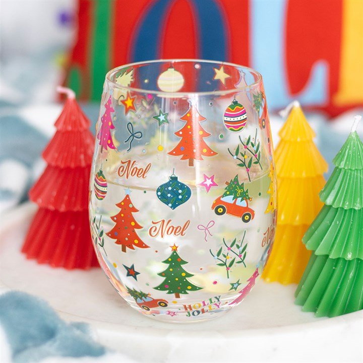 Nostalgic Christmas Print Stemless Glass | Inspired Creative Gifts | UK Supplier