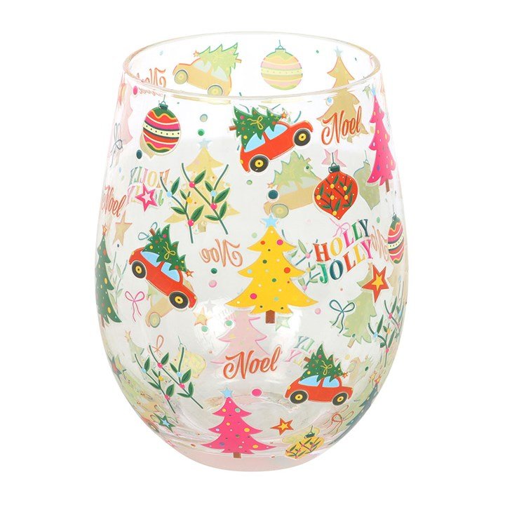 Nostalgic Christmas Print Stemless Glass | Inspired Creative Gifts | UK Supplier