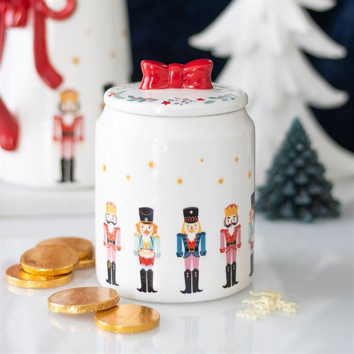 Nutcracker Storage Jar with Bow | Inspired Creative Gifts | UK Supplier