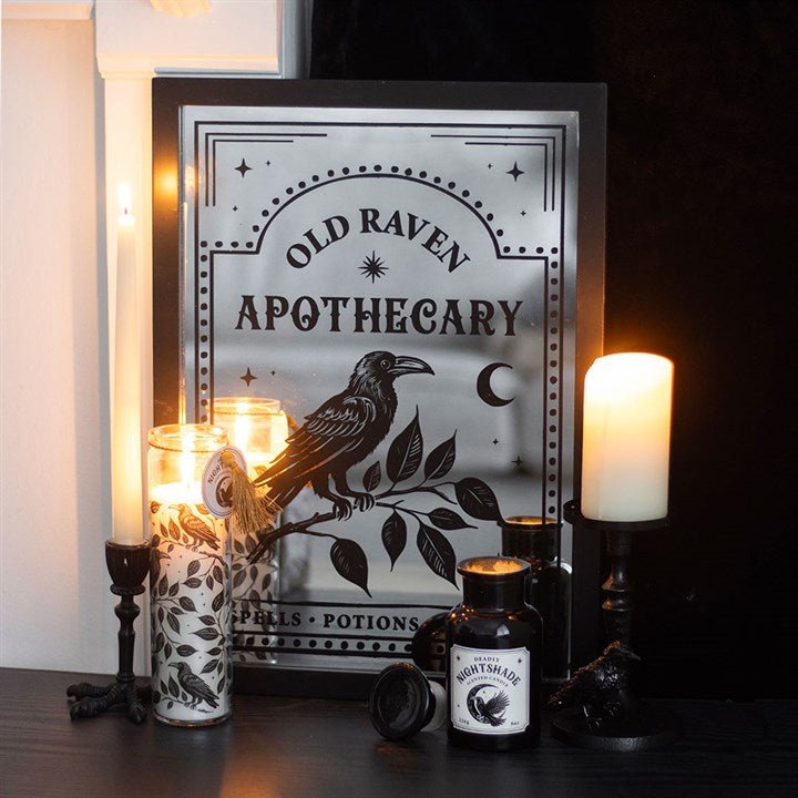 Old Raven Apothecary Mirrored Wall Art | Inspired Creative Gifts | UK Supplier
