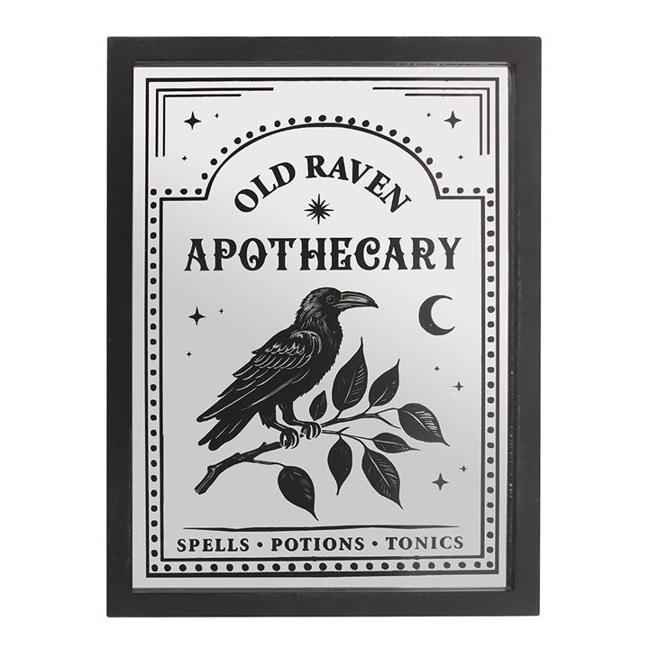 Old Raven Apothecary Mirrored Wall Art | Inspired Creative Gifts | UK Supplier
