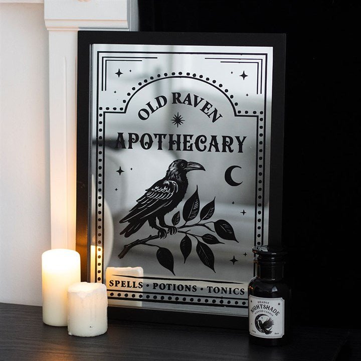 Old Raven Apothecary Mirrored Wall Art | Inspired Creative Gifts | UK Supplier