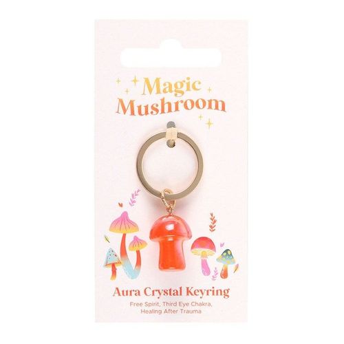 Orange Aura Crystal Mushroom Keyring | Inspired Creative Gifts | UK Supplier