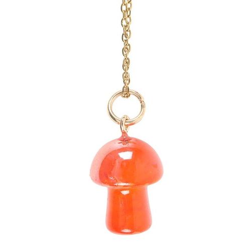 Orange Aura Crystal Mushroom Necklace Greeting Card | Inspired Creative Gifts | UK Supplier