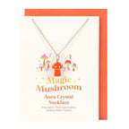 Orange Aura Crystal Mushroom Necklace Greeting Card | Inspired Creative Gifts | UK Supplier
