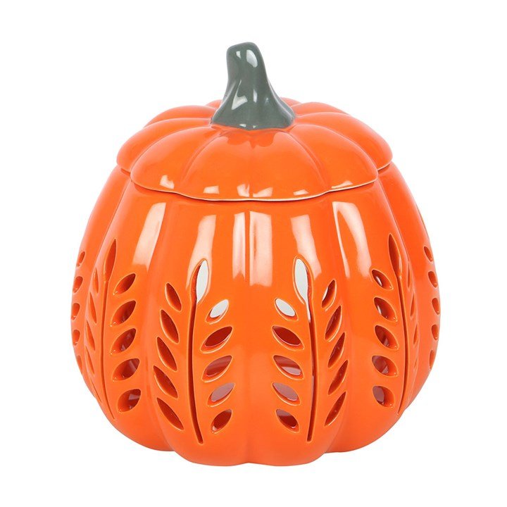 Orange Leaf Cut Out Pumpkin Oil Burner and Wax Warmer | Inspired Creative Gifts | UK Supplier