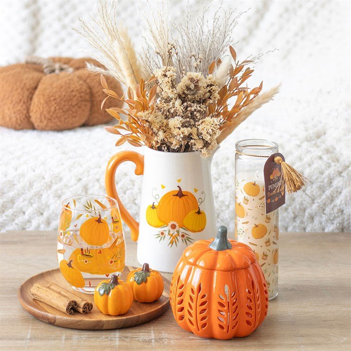 Orange Leaf Cut Out Pumpkin Oil Burner and Wax Warmer | Inspired Creative Gifts | UK Supplier