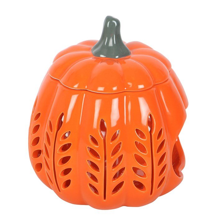 Orange Leaf Cut Out Pumpkin Oil Burner and Wax Warmer | Inspired Creative Gifts | UK Supplier
