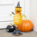 Orange Metal Pumpkin Man Ornament with Spring Body | Inspired Creative Gifts | UK Supplier