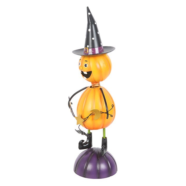 Orange Metal Pumpkin Man Ornament with Witch Hat | Inspired Creative Gifts | UK Supplier