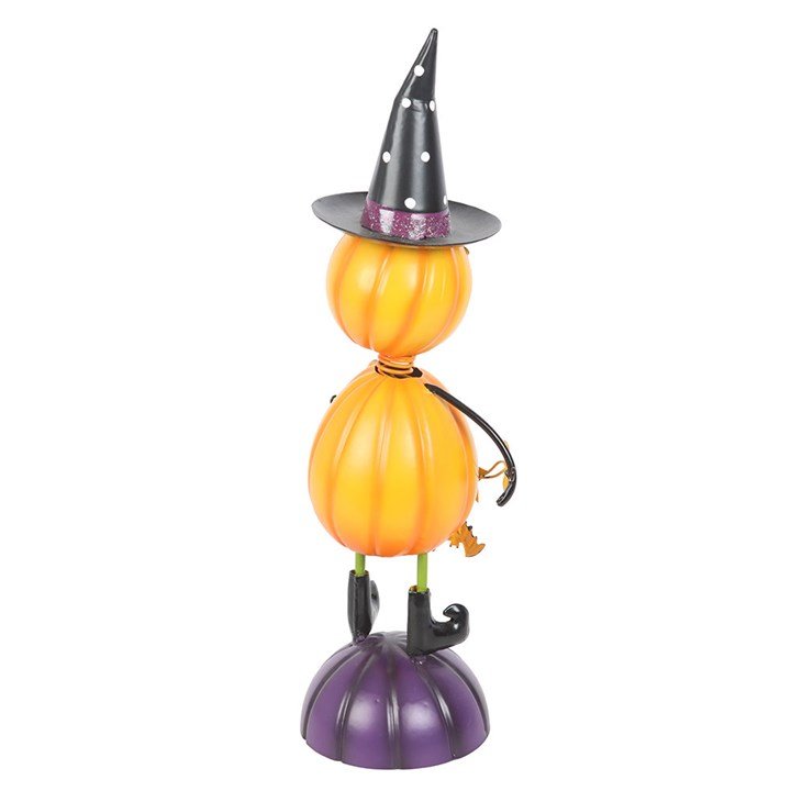Orange Metal Pumpkin Man Ornament with Witch Hat | Inspired Creative Gifts | UK Supplier