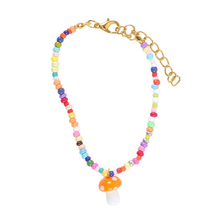 Orange Mushroom Beaded Charm Bracelet | Inspired Creative Gifts | UK Supplier