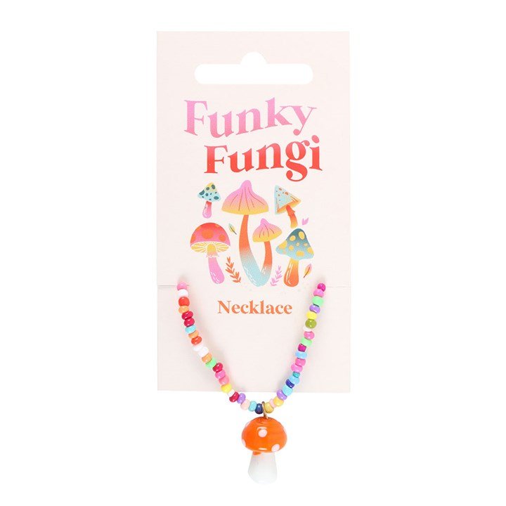 Orange Mushroom Beaded Pendant Necklace | Inspired Creative Gifts | UK Supplier