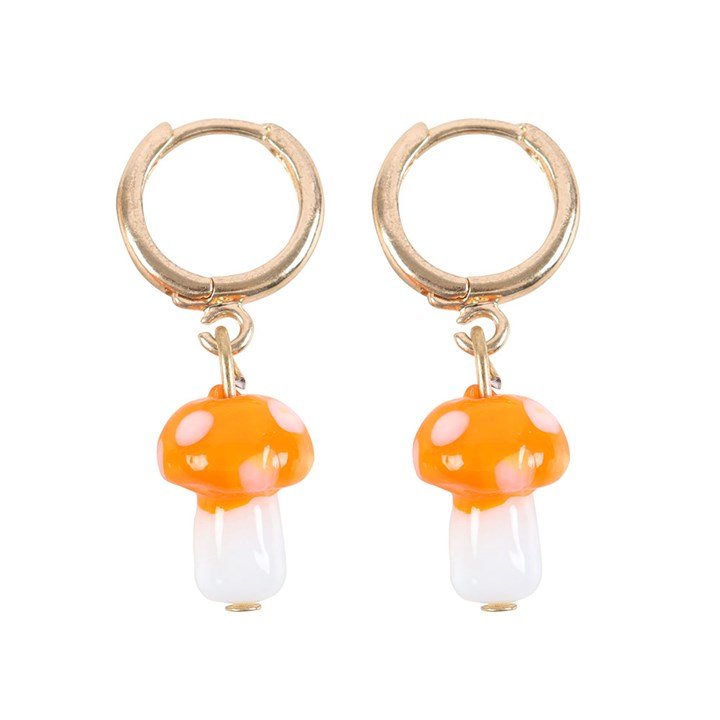 Orange Mushroom Dangle Earrings | Inspired Creative Gifts | UK Supplier