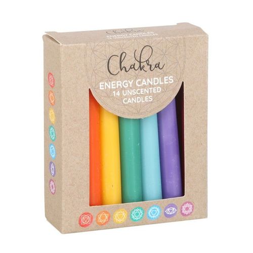 Pack of 14 Unscented Chakra Energy Candles | Inspired Creative Gifts | UK Supplier