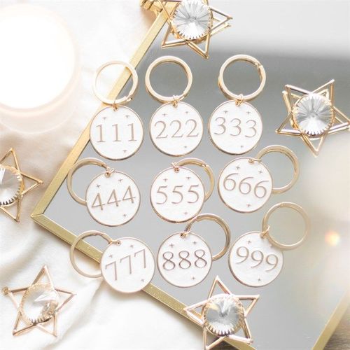 Pack of 9 Angel Number Keyrings | Inspired Creative Gifts | UK Supplier