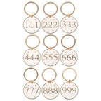 Pack of 9 Angel Number Keyrings | Inspired Creative Gifts | UK Supplier