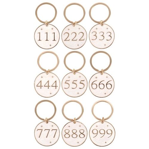 Pack of 9 Angel Number Keyrings | Inspired Creative Gifts | UK Supplier